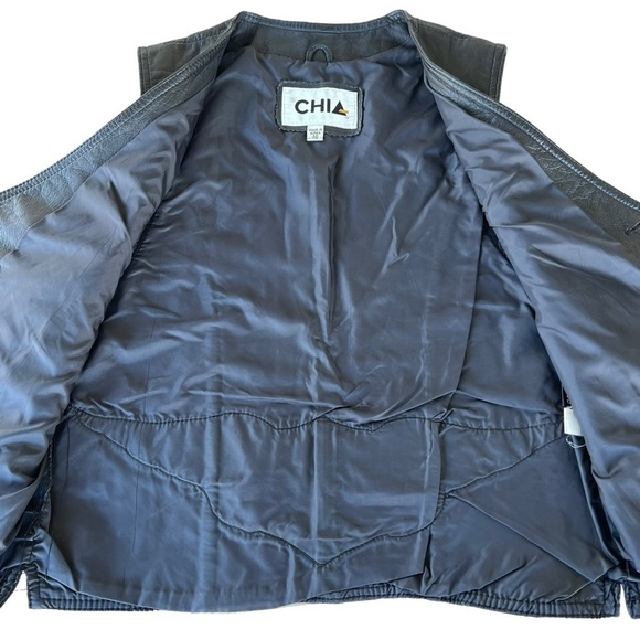 VTG 80s CHIA Distressed Leather Biker Vest Harley Davidson Eagle Patch Korea Med - Picture 4 of 16